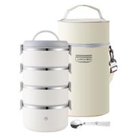 京东京造 饭盒 304不锈钢餐盒微波炉大容量带盖4层（配保温袋） 304密封防漏【4层】配保温袋