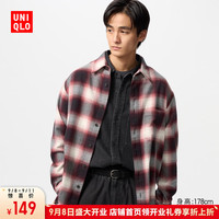 优衣库惊喜价男装/女装法兰绒格子衬衫长袖衬衣休闲百搭薄外套470188 478928/16红色 L /175/100A