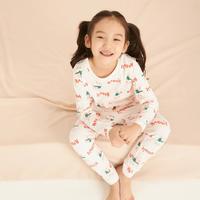 100%棉女童秋衣秋裤过年保暖内衣套装暖气房睡衣薄款校服
