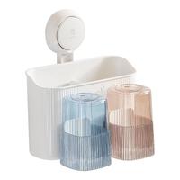 太力抗菌牙刷架吸盘置物架免打孔漱口杯壁挂式浴室卫生间置物架子 抗菌牙刷架【送漱口杯*2】 抗菌牙刷架2杯款