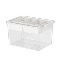 京东京造 白方方儿童积木零件磁力片双层分格整理收纳箱高透30L 【积木收纳】双层带提手-大号6格 *