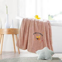 沐凡 柔软加大厚强吸水浴巾 小蜜蜂浅粉