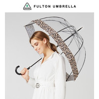 富尔顿 FULTON 英国女王款透明鸟笼伞长柄雨伞纪念情人 豹纹边鸟笼伞