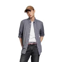 TOMMY HILFIGER【挺括牛津纺】男女商务休闲纯色条纹款长袖衬衫外套 【牛津纺微弹衬衫】-浅藏青色7KU S (:120-135斤)