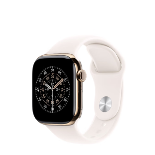 Apple Watch Series 11 智能手表 GPS+蜂窝版 42mm 金色钛金属表壳 淡桃粉色运动型表带 S/M