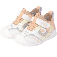 江博士 2025春季男女宝宝步前鞋软底透气渐变彩色魔术贴儿童运动鞋 米/橙