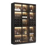 京之恋酒柜轻奢客厅家用落地餐边柜储物柜展示柜简约玻璃门 曜石黑单门40*40*200带灯无酒格