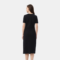Gap女装2025夏季新款刺绣logo腰部打结开叉短袖中长连衣裙765631
