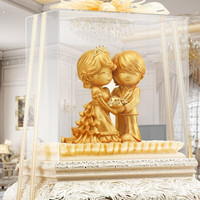 京峰阁 大号金箔百年好合摆件 结婚礼物送新人闺蜜新婚订婚欧式婚庆礼品 百年好合