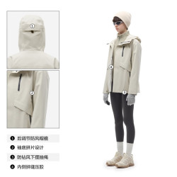 蕉内 氧气303 Proof女士单壳冲锋衣防风户外通勤短外套25秋冬大衣 黑色 M