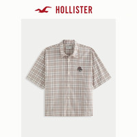 HOLLISTER25秋季新款美式街头外搭格子短袖衬衫男装KI325-5208