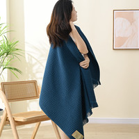 华纱 100%全纯棉浴巾加大 靛蓝 180cm*90cm