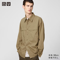 优衣库 男装/男女同款工装宽松衬衫/长袖休闲衬衣480652 33 卡其色 2XL /185/112C