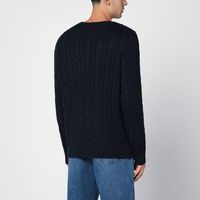 Ralph Lauren logo刺绣粗绞花针织套头毛衣 男款 黑色 深蓝色  M 