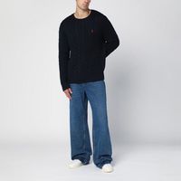 Ralph Lauren logo刺绣粗绞花针织套头毛衣 男款 黑色 深蓝色  XS  深蓝色710775885001
