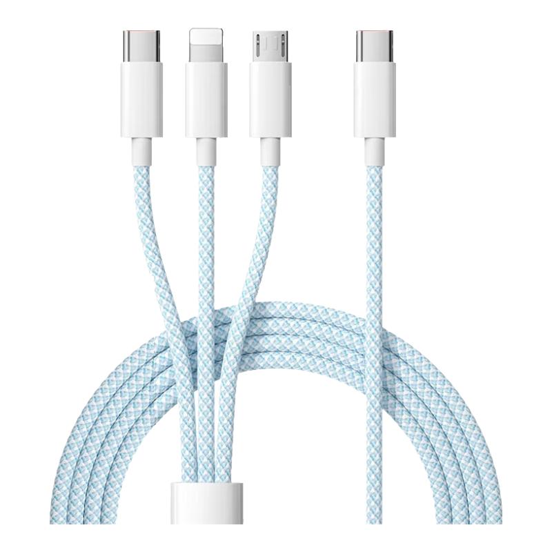  山居雪 6A快充 数据线  Type-C, Lightning, Micro USB 尼龙织 天空蓝 Type-C 100W 6A