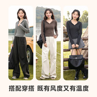 班尼路连帽打底衫女装外套修身秋冬季高级感辣妹气质修身上衣服长袖 咖#纯色 【保暖亲肤】 XL