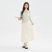 三福 连衣裙2025秋季侧边抽绳吊带裙罩衫两件套裙子女装503624
