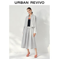 UR2025秋季女休闲拼接条纹系带棉质超宽松半裙UWH550060 冷灰条纹 M (M-L)