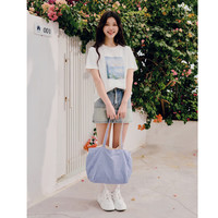 秋水伊人简约百搭圆领印花T恤2025年夏季通勤休闲凉感上衣 本白 L