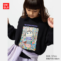 优衣库童装女童亲子UT泡泡玛特卫衣长袖运动衫483650 09 黑色 120
