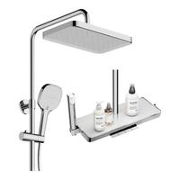  JOMOO/九牧 自动除垢 淋浴器套装+顶喷+增压喷枪+钢琴按键+大置物  亮银