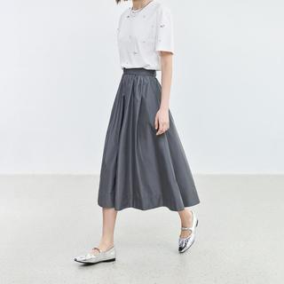 LILY 格雷系宽松休闲百搭通勤A字半身裙过膝伞裙