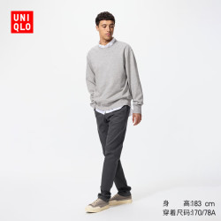 优衣库 479338 修身无褶直筒休闲裤 深灰色 190/114C
