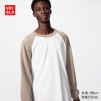 优衣库 男装/男女同款宽松插肩袖T恤/休闲长袖上衣484016 31 米色