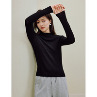 茵曼（INMAN）高领100%羊毛衫2025秋季女装毛衣百搭显瘦打底针织衫 黑色-W18538192 L