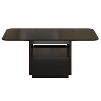 全友家居奶油风可折叠茶几小户型客厅餐桌沙发边移动收纳桌柜 黑茶色|可折叠+储物 不带万向轮