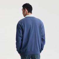 李 Lee25秋冬舒适版圆领植绒印花Logo男长袖卫衣潮LMT010842204 复古牛仔蓝 L
