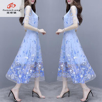 范哲狼 FANZELANG 女装刺绣连衣裙 2025新款超仙长款仙女裙