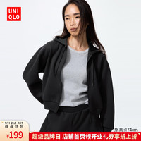 优衣库【超品好价】女装快干休闲拉链连帽外套长袖运动卫衣479603 09 黑色 L /160/88A