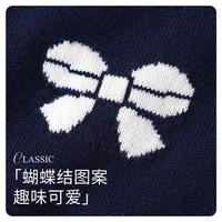 NAVIGARE女童马甲秋季儿童背心毛衫圆领舒适叠穿甜美蝴蝶结 圆领蝴蝶结深蓝 150