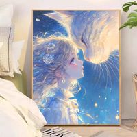 蒲公英 猫咪女孩 十字绣套件 棉线画布40*50cm 其他