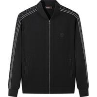 柒牌【可机洗/抗静电】男装弹力保暖2025秋季棒球领开衫针织衫 黑色 S