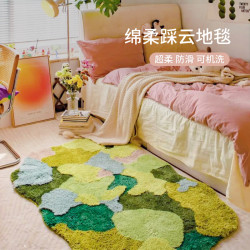 健崎 KENZAKI 可机洗地毯 150CM×50CM 童话森林 浅绿色