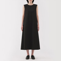 無印良品 MUJI（無印良品 ）女式易干弹力泡泡纱无袖连衣裙女装裙子长裙25年夏季连身裙 黑色 L （165/88A）