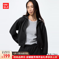 优衣库【超品好价】女装快干休闲拉链连帽外套长袖运动卫衣479603 09 黑色 M /160/84A