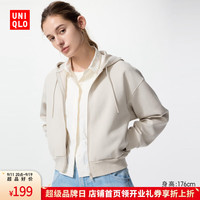 优衣库【超品好价】女装快干休闲拉链连帽外套长袖运动卫衣479603 30 浅米色 S /155/80A