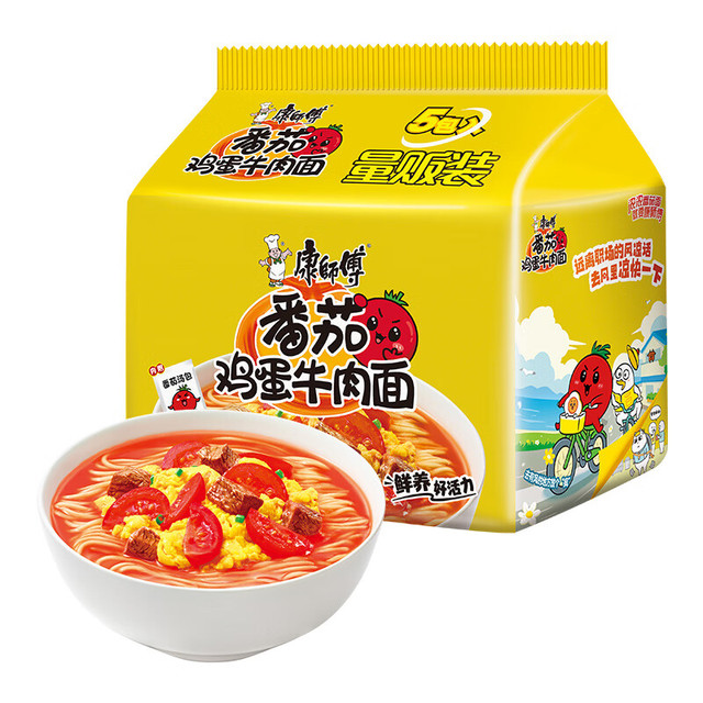 康师傅 番茄鸡蛋牛肉面 5袋