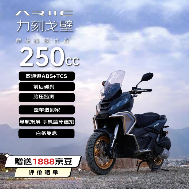 力刻 ARIIC 戈壁250高配版 燃油摩托车 长途摩旅 舒适省油踏板 曜夜黑25款