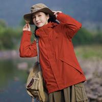 拓路者 户外防风防水硬壳压胶单冲外套女进藏登山服单层冲锋衣