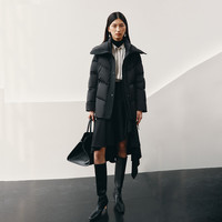 艾莱依【宋佳同款】鹅绒服女2025冬季新款双层领羽绒服收腰短款鹅绒外套   【建议110-130斤】160