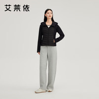 艾莱依（ERAL）羽绒服女士连帽拼接轻薄羽绒服新款修身显瘦秋冬鸭绒外套   160