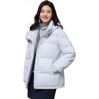 鸭鸭（YAYA）蓄热短款羽绒服女2025年冬季时尚休闲宽松加厚保暖小个子外套 冰川蓝 S (90-110斤)
