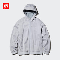 优衣库 男装防风摇粒绒拉链连帽开衫/长袖481182 02 浅灰色 XL /180/108B
