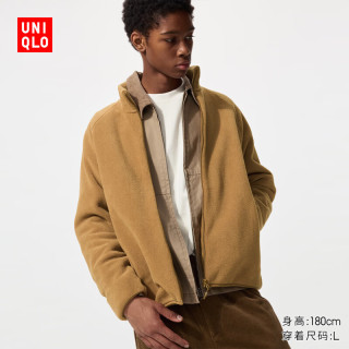 优衣库 男装/男女同款摇粒绒拉链茄克/长袖外套夹克479792 34 驼色 2XL /185/112C