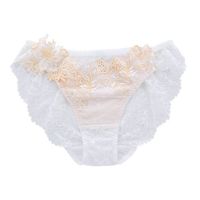 SHIROHATO 诗萝涵朵 内裤女性感纯欲透明蕾丝花边刺绣无痕低腰三角裤女士03